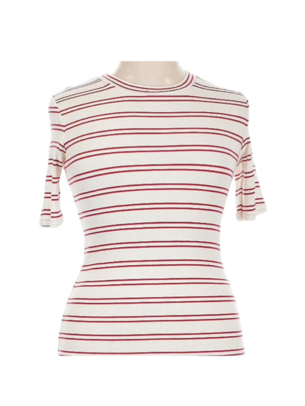 summersalt White Ribbed Top with Red Stripes